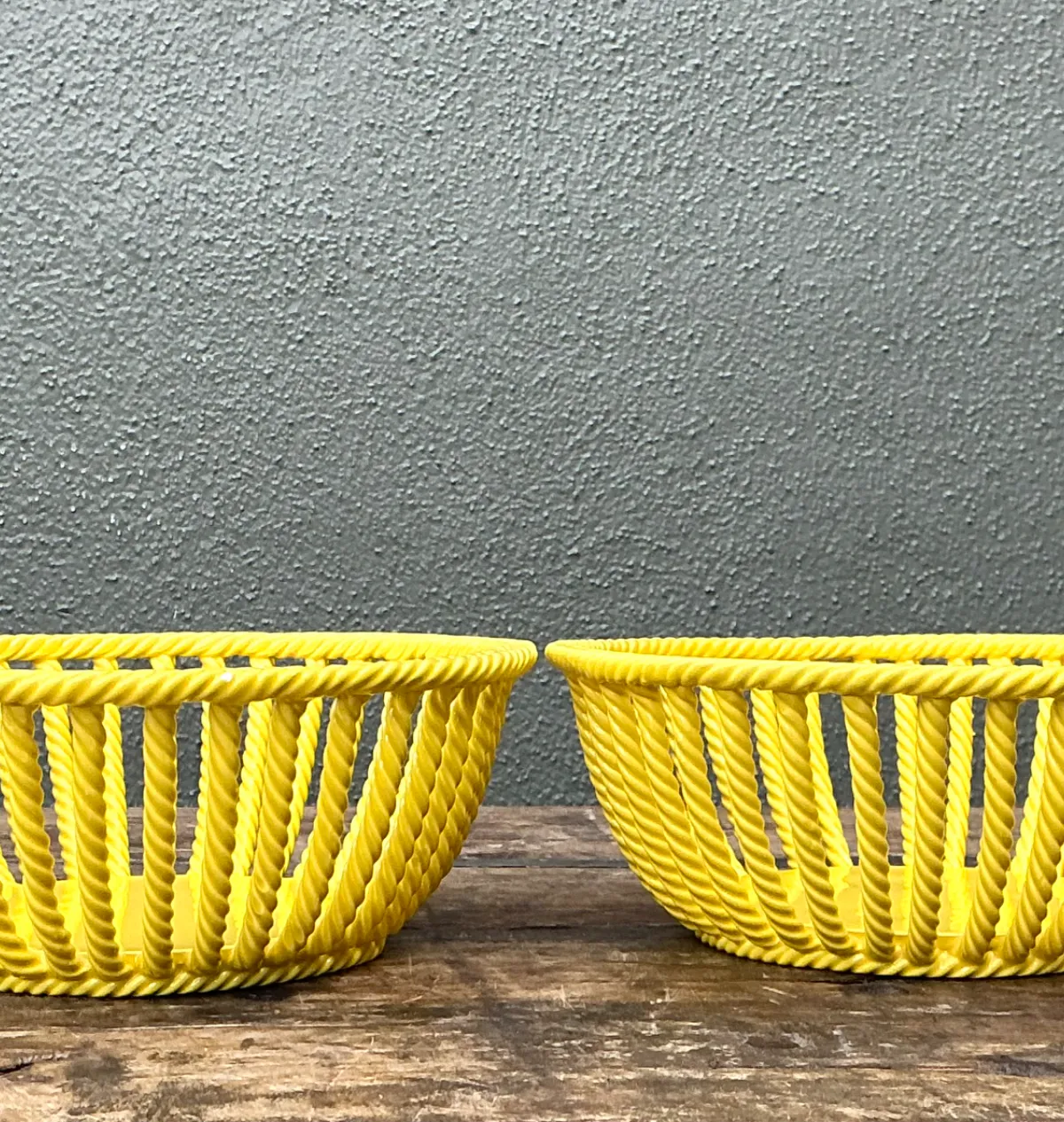 Vintage Italian Yellow Rope Ceramic Bowls - A Pair — additional photo 8
