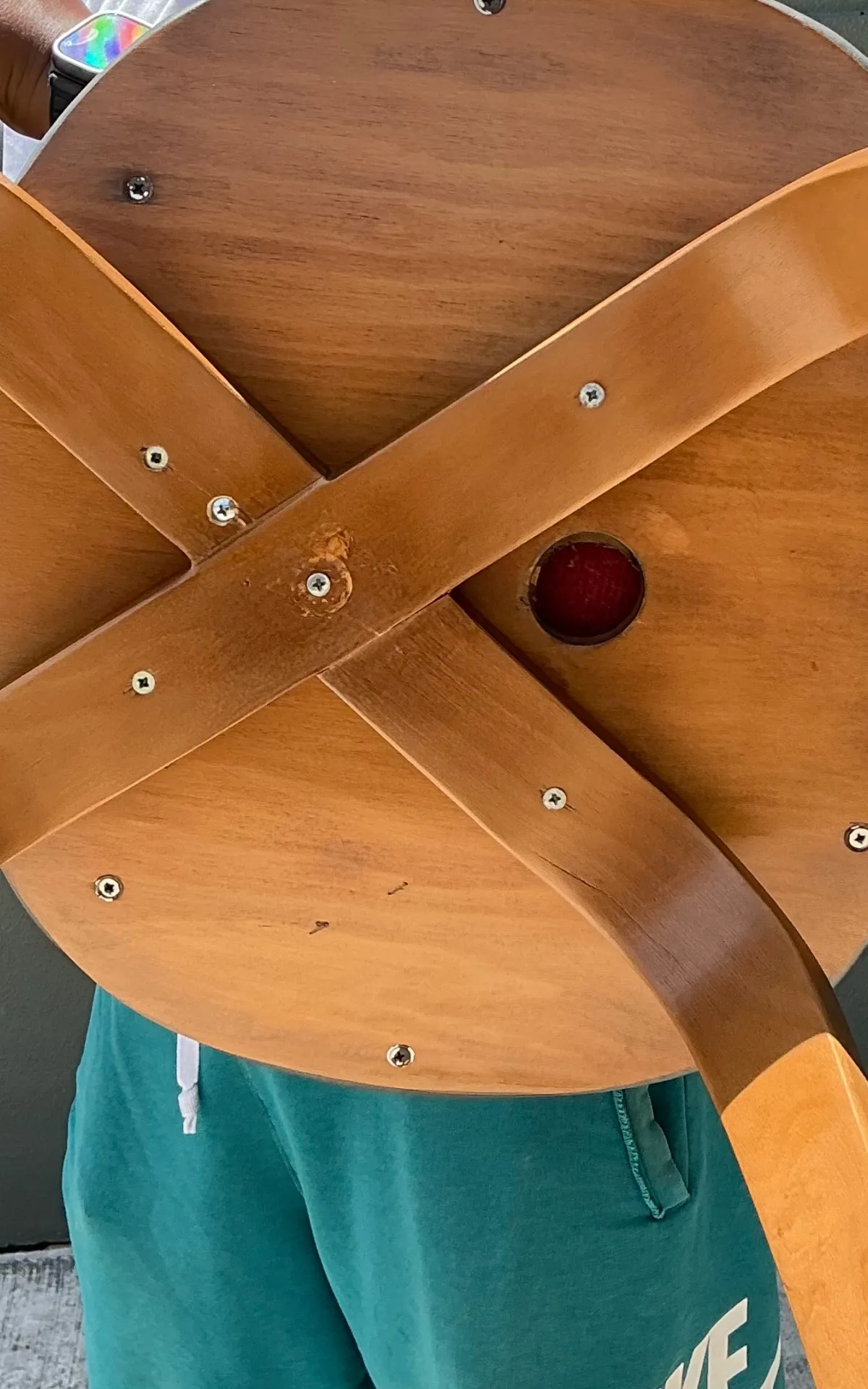 Vintage Wood and Leather Cherner Dining Chair