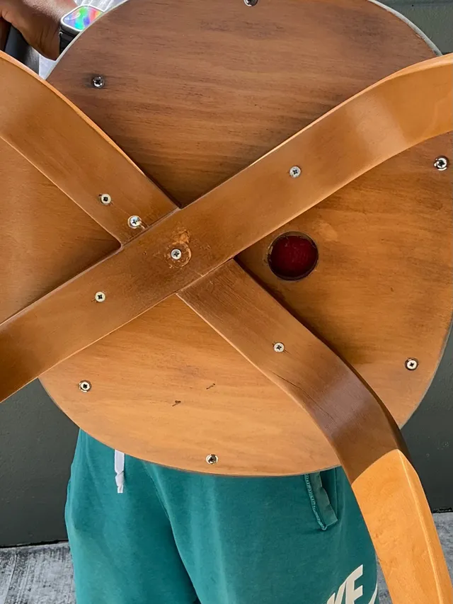 Vintage Wood and Leather Cherner Dining Chair — additional photo 1