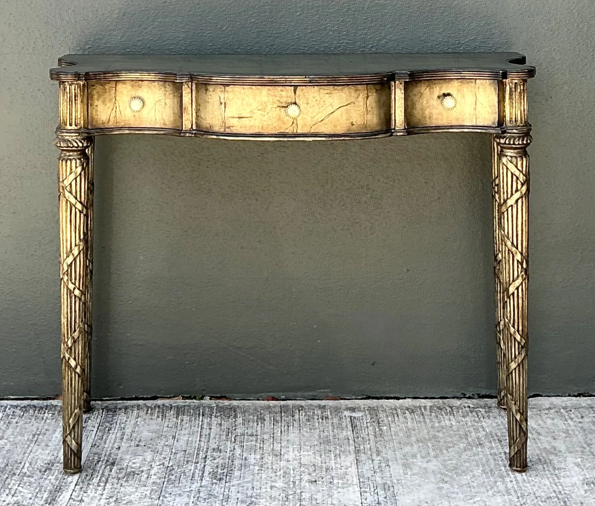 Vintage Mainland Smith Gold Finish Wood Console Table — additional photo 1