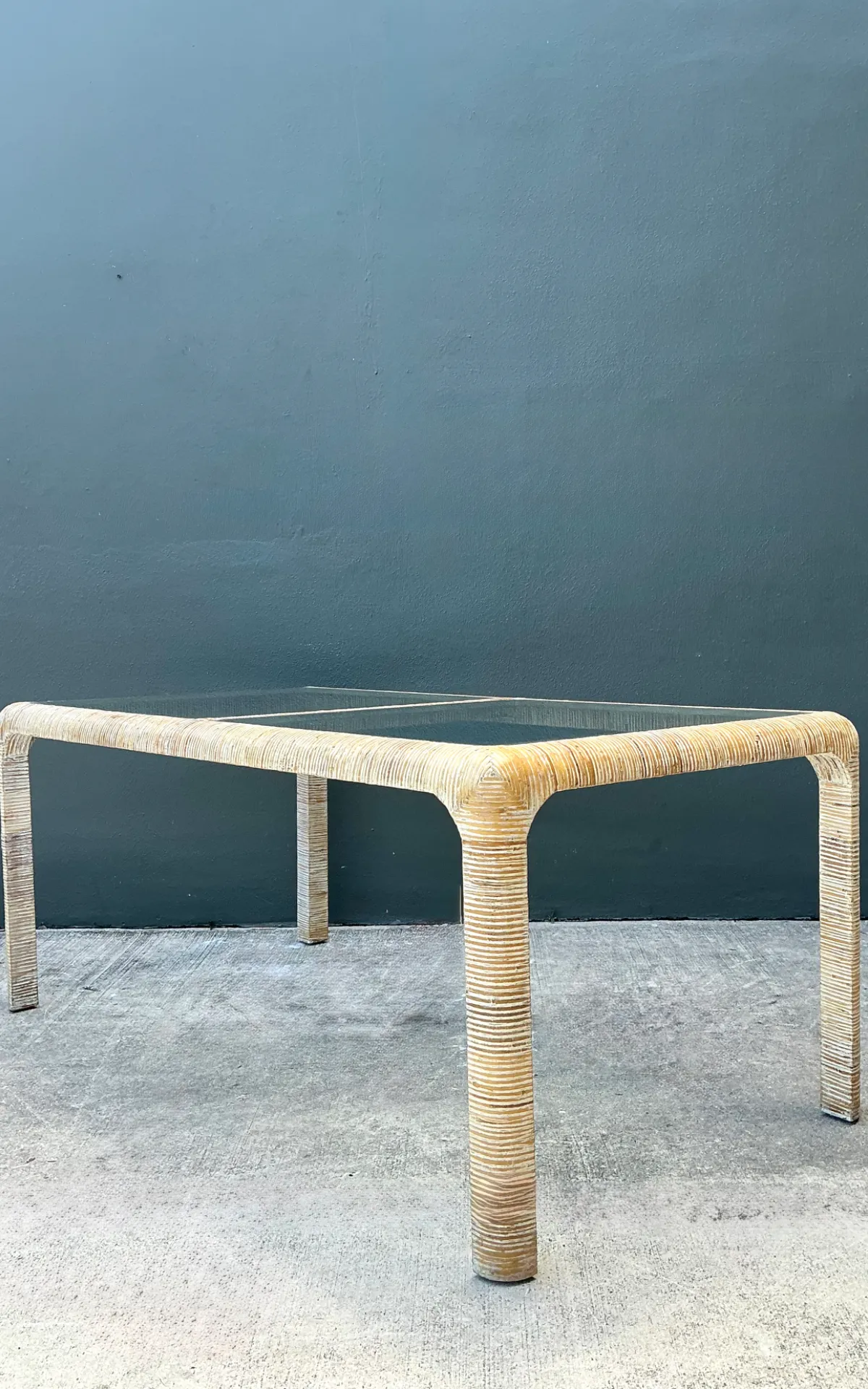 Vintage Rattan and Glass Dining Table — additional photo 6