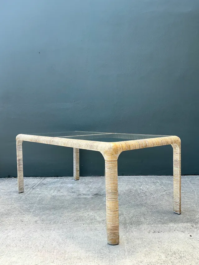 Vintage Rattan and Glass Dining Table — additional photo 6