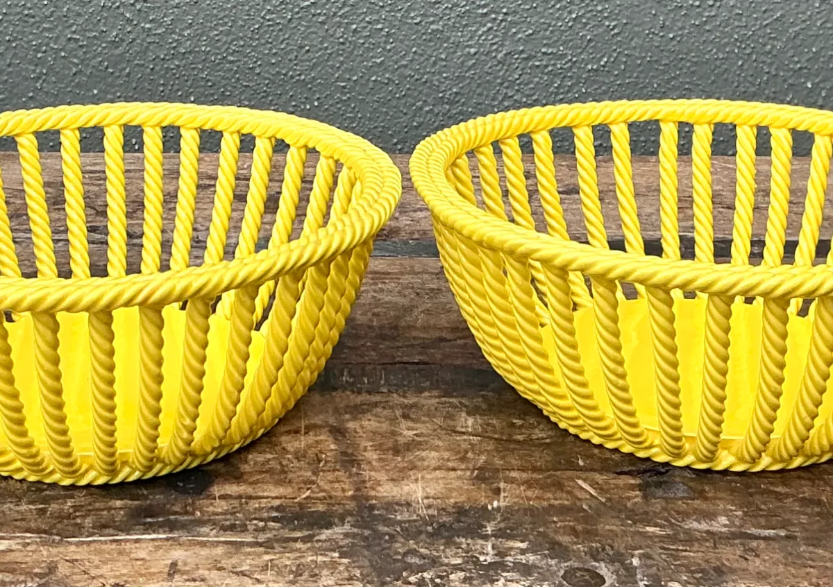 Vintage Italian Yellow Rope Ceramic Bowls - A Pair — additional photo 3