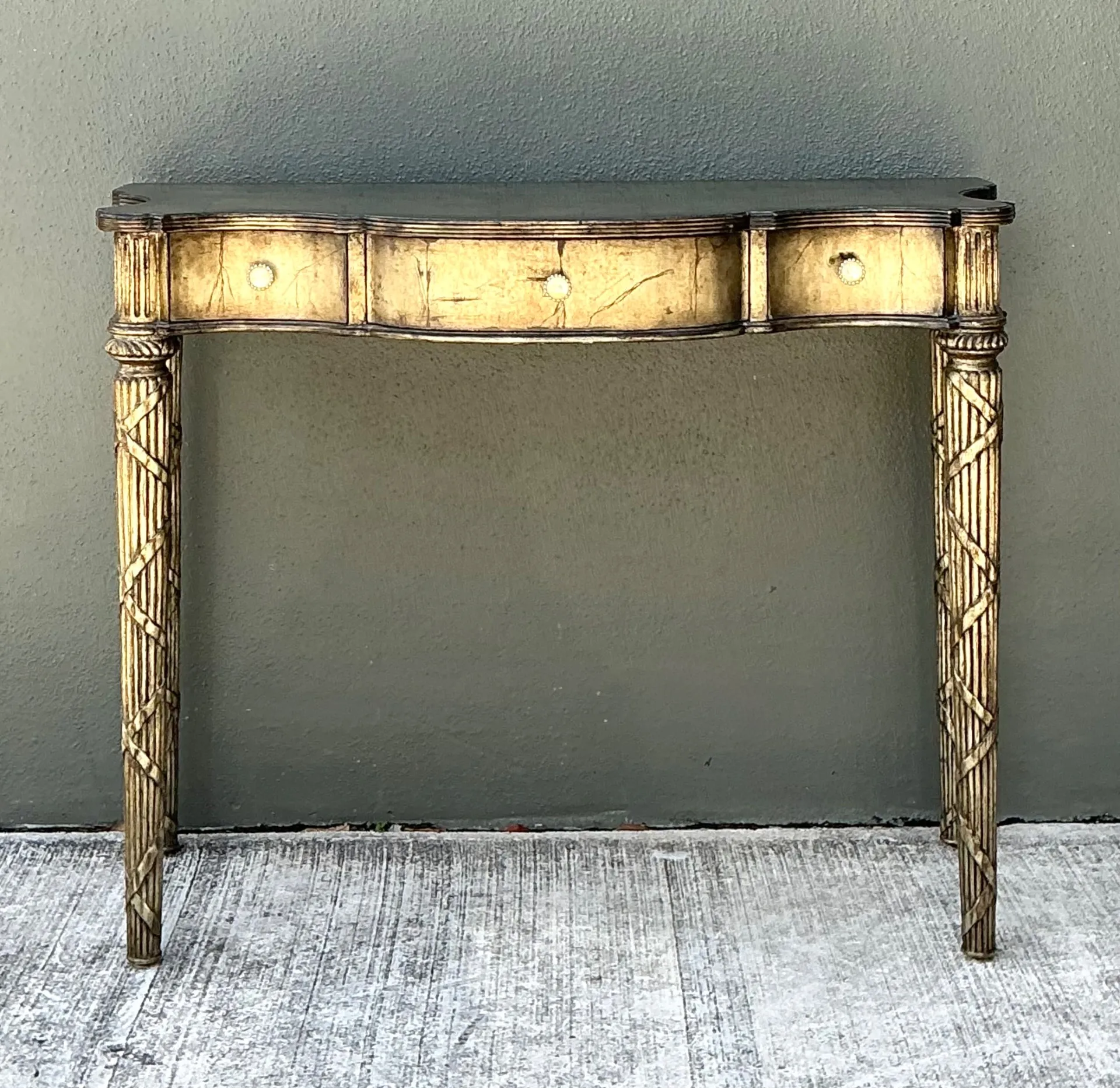 Vintage Mainland Smith Gold Finish Wood Console Table — additional photo 3