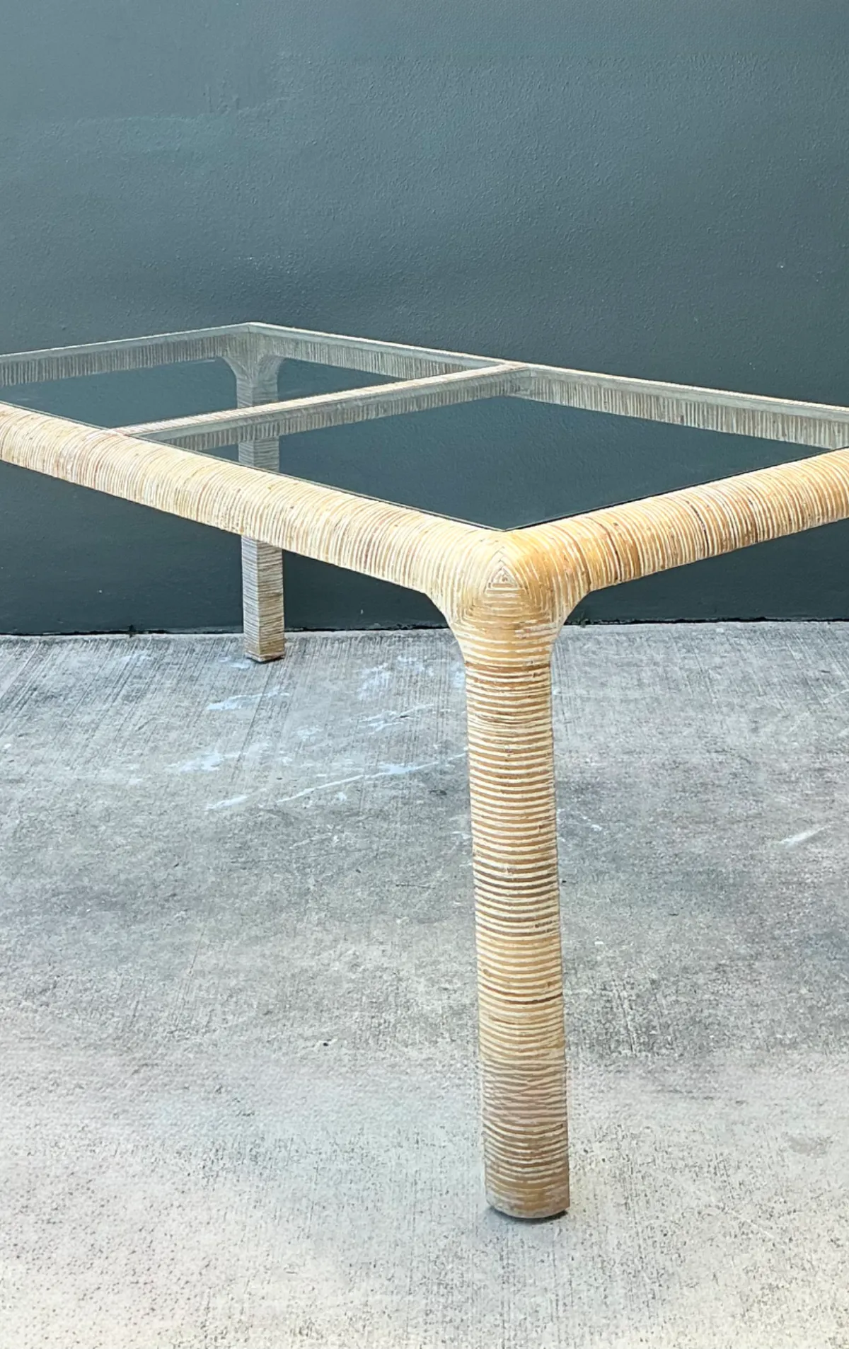 Vintage Rattan and Glass Dining Table — additional photo 8