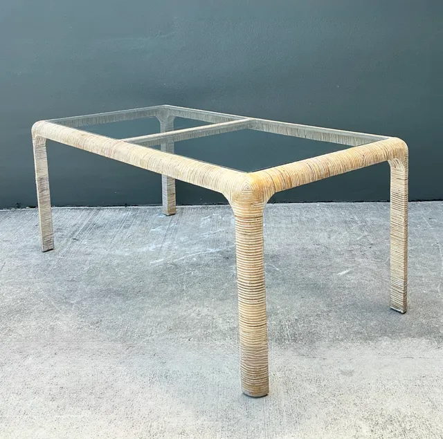 Vintage Rattan and Glass Dining Table — additional photo 8