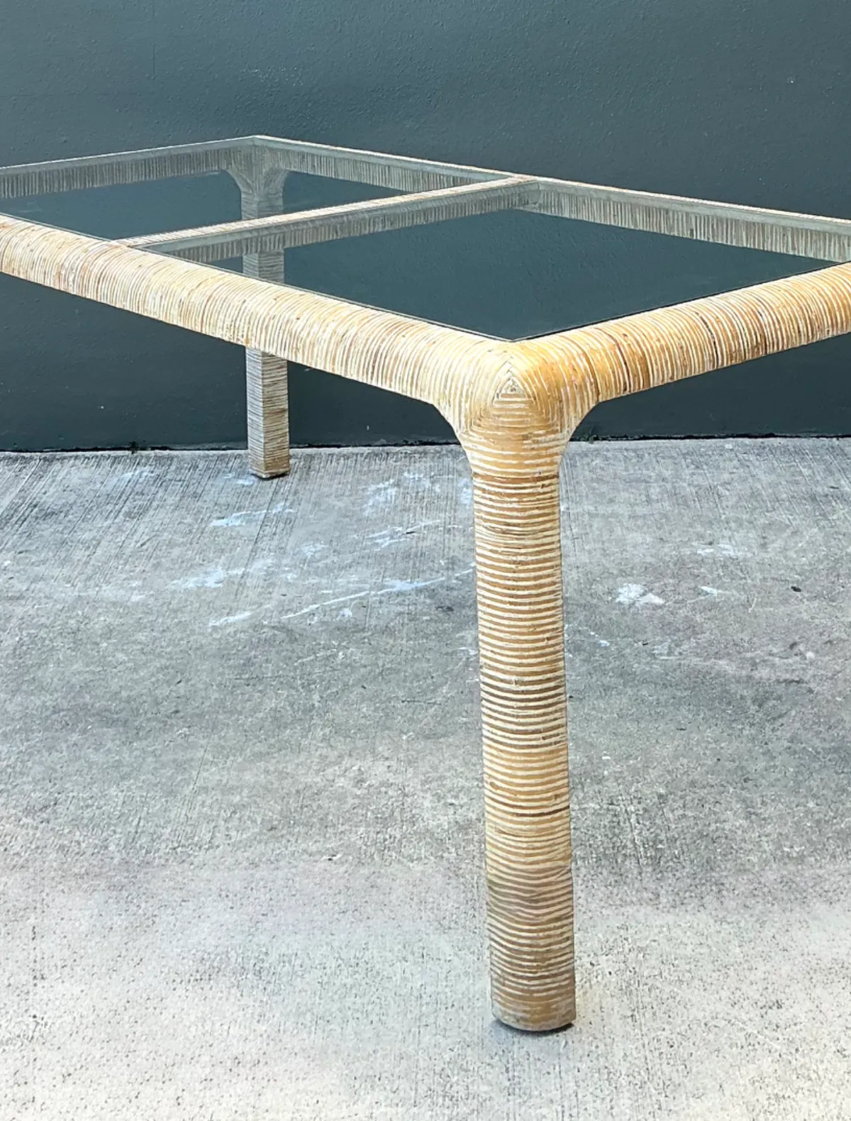Vintage Rattan and Glass Dining Table — additional photo 3
