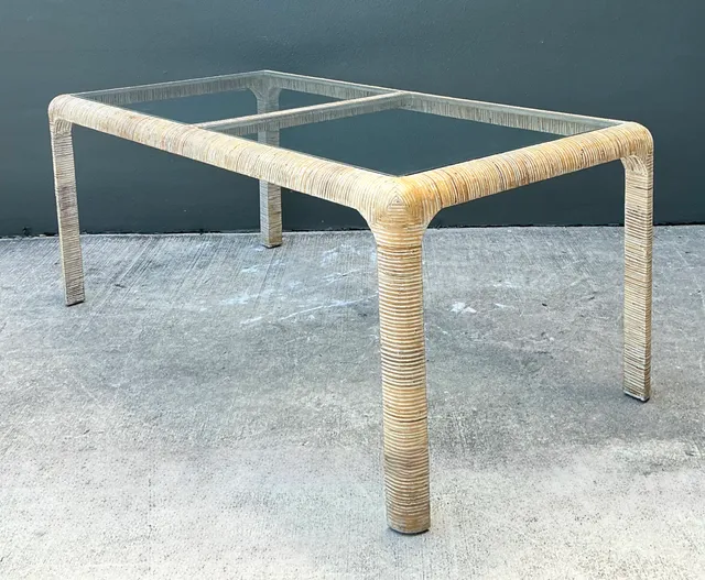 Vintage Rattan and Glass Dining Table — additional photo 3