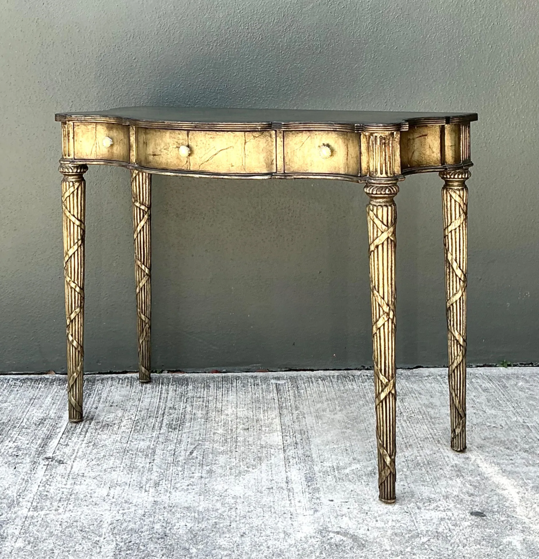 Vintage Mainland Smith Gold Finish Wood Console Table — additional photo 7