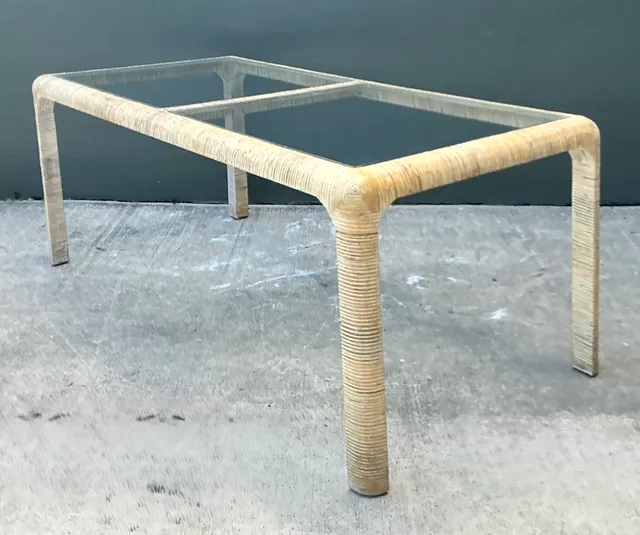 Vintage Rattan and Glass Dining Table — additional photo 1
