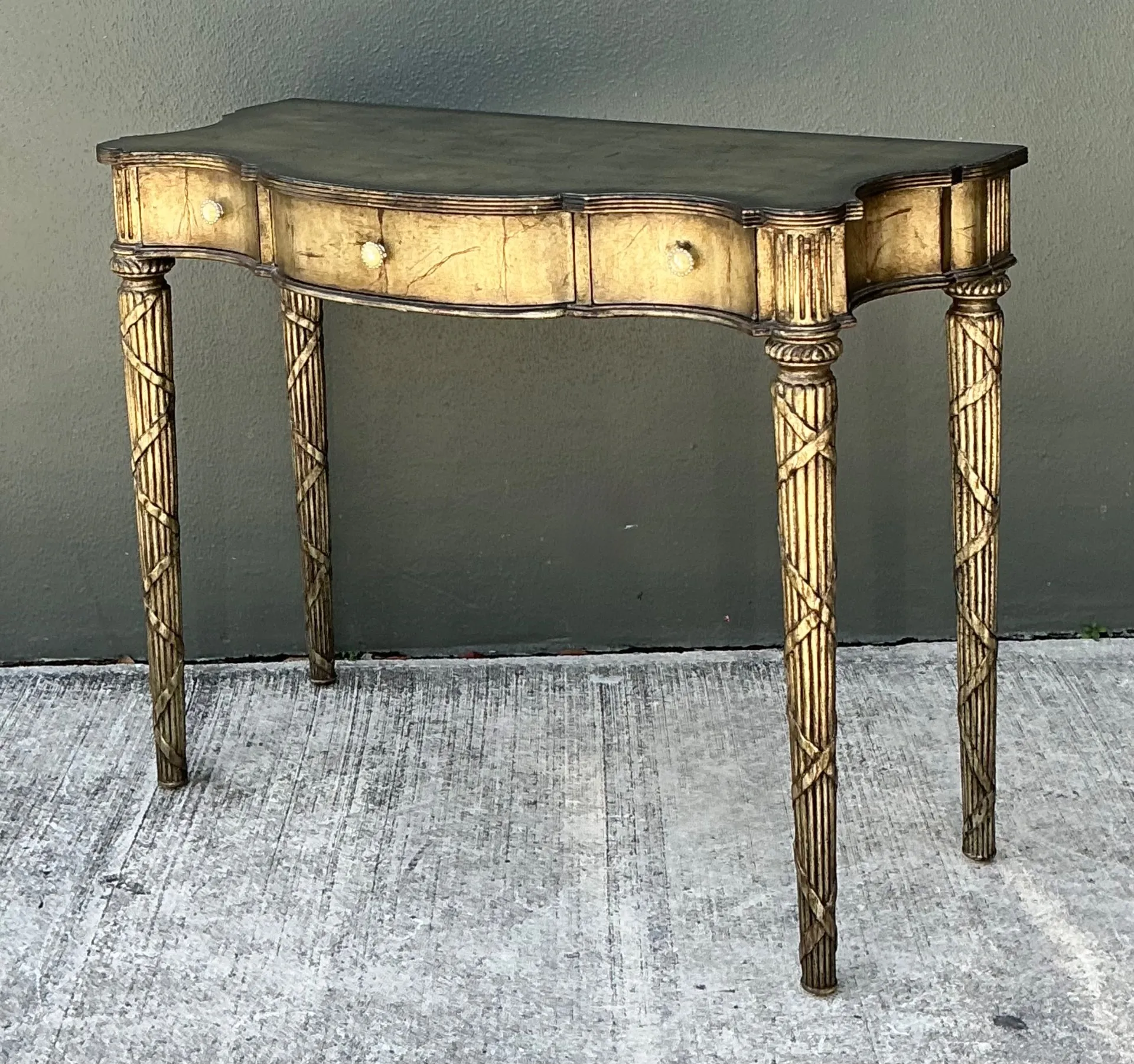 Vintage Mainland Smith Gold Finish Wood Console Table — additional photo 2