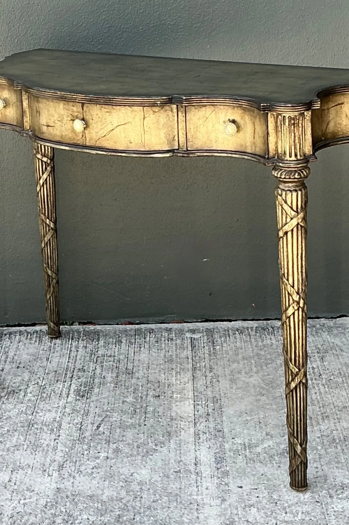 Vintage Mainland Smith Gold Finish Wood Console Table — additional photo 2
