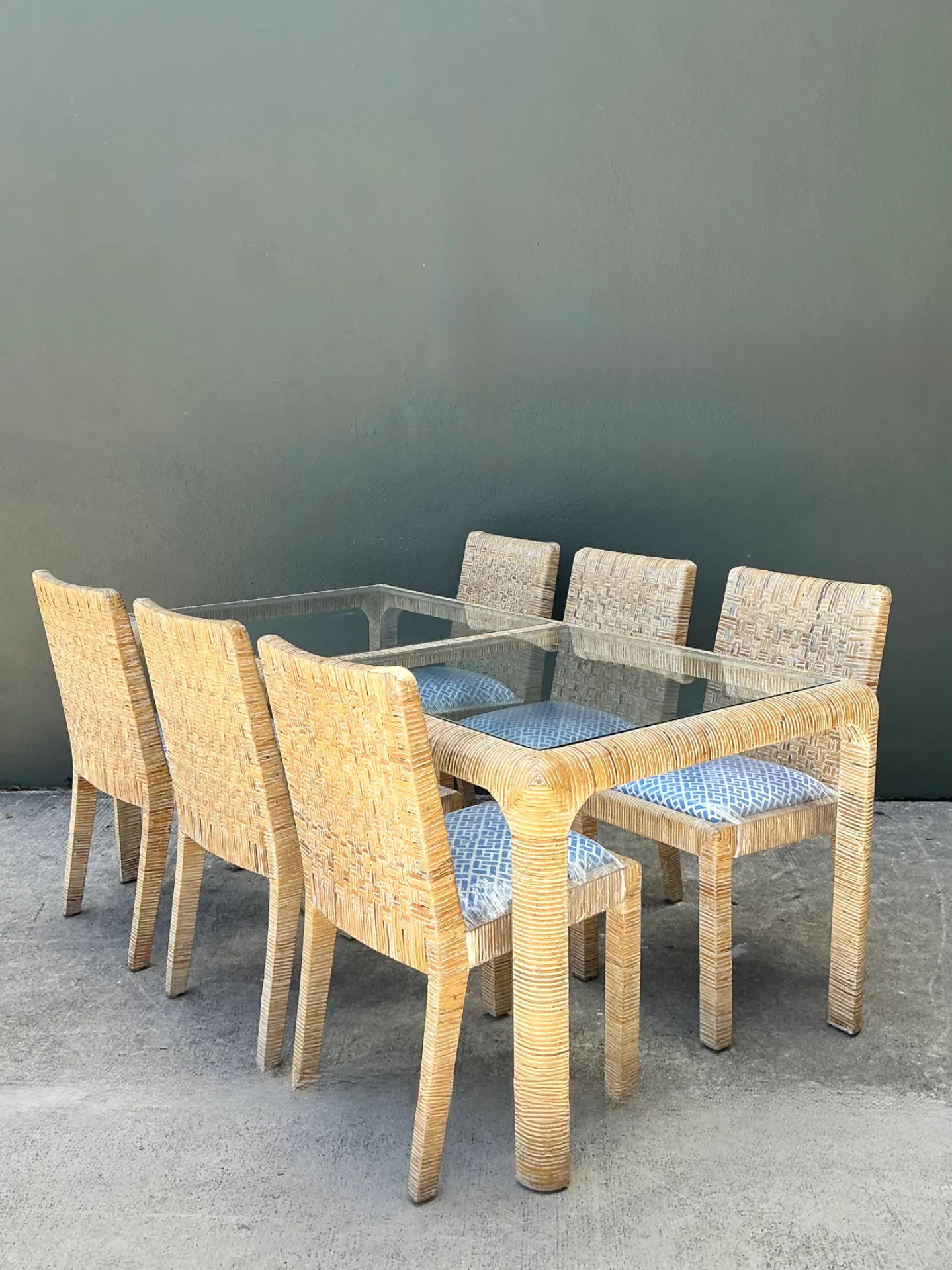 Vintage Rattan and Glass Dining Table — additional photo 5