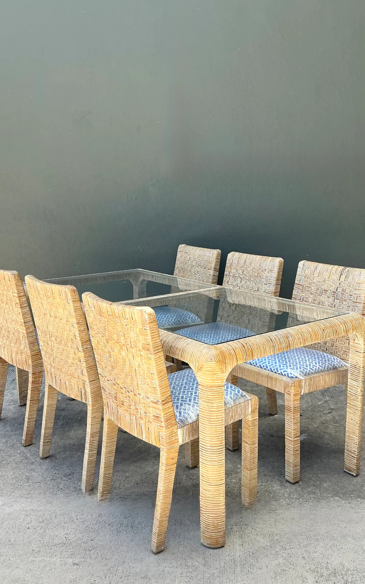 Vintage Rattan and Glass Dining Table — additional photo 5