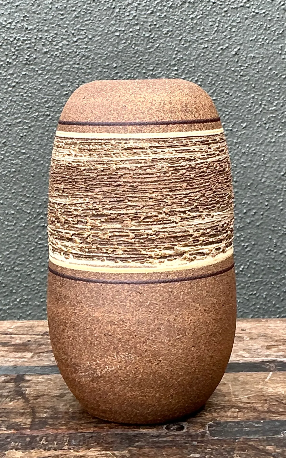 Vintage Textured Studio Pottery Vase — additional photo 2