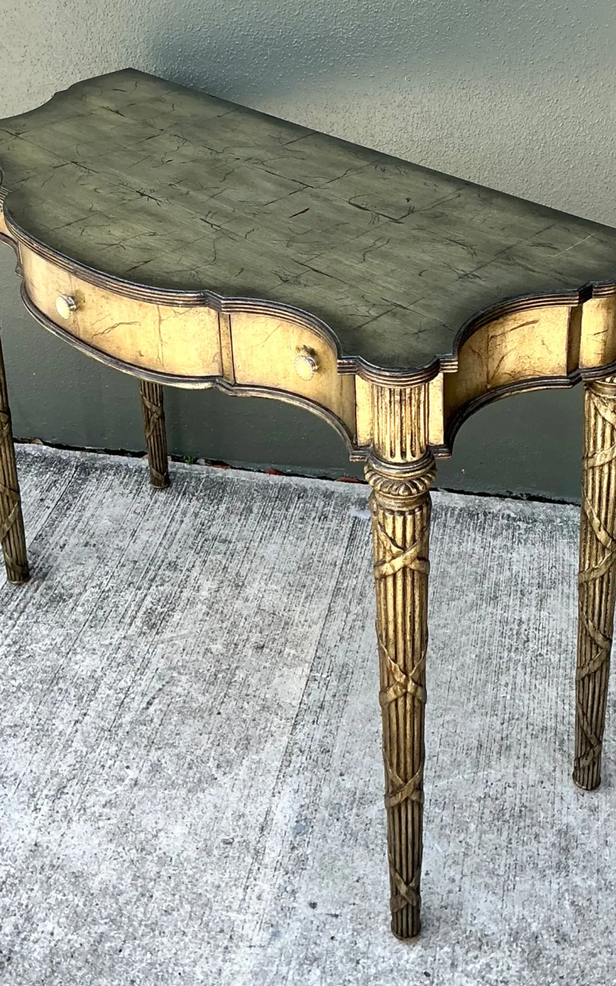 Vintage Mainland Smith Gold Finish Wood Console Table — additional photo 4