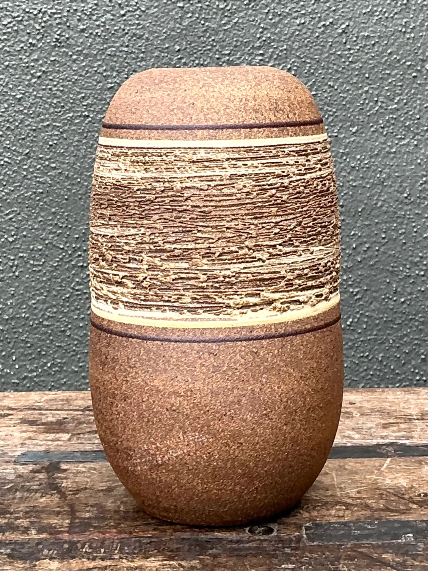 Vintage Textured Studio Pottery Vase — additional photo 3
