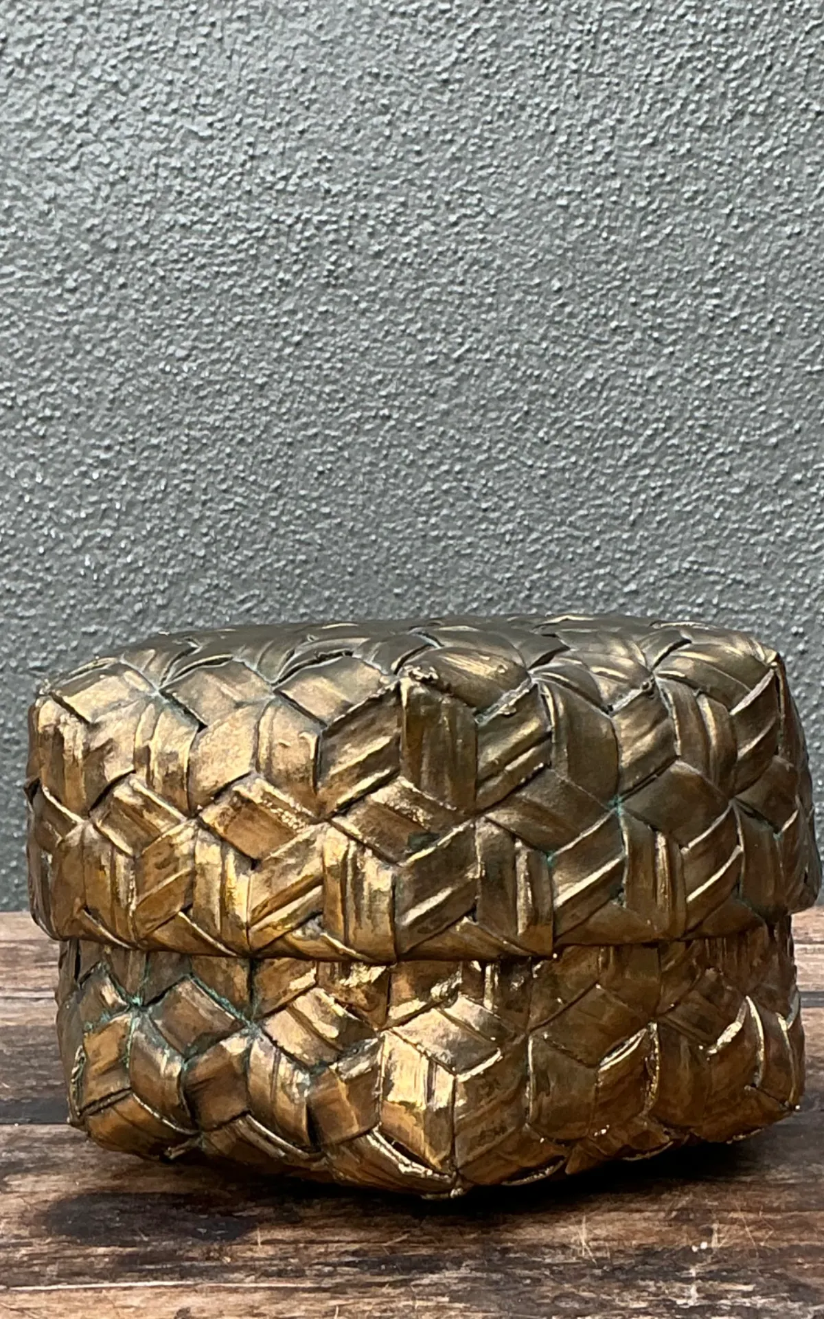 Vintage Gilded Rattan Decorative Hexagon Box — additional photo 2