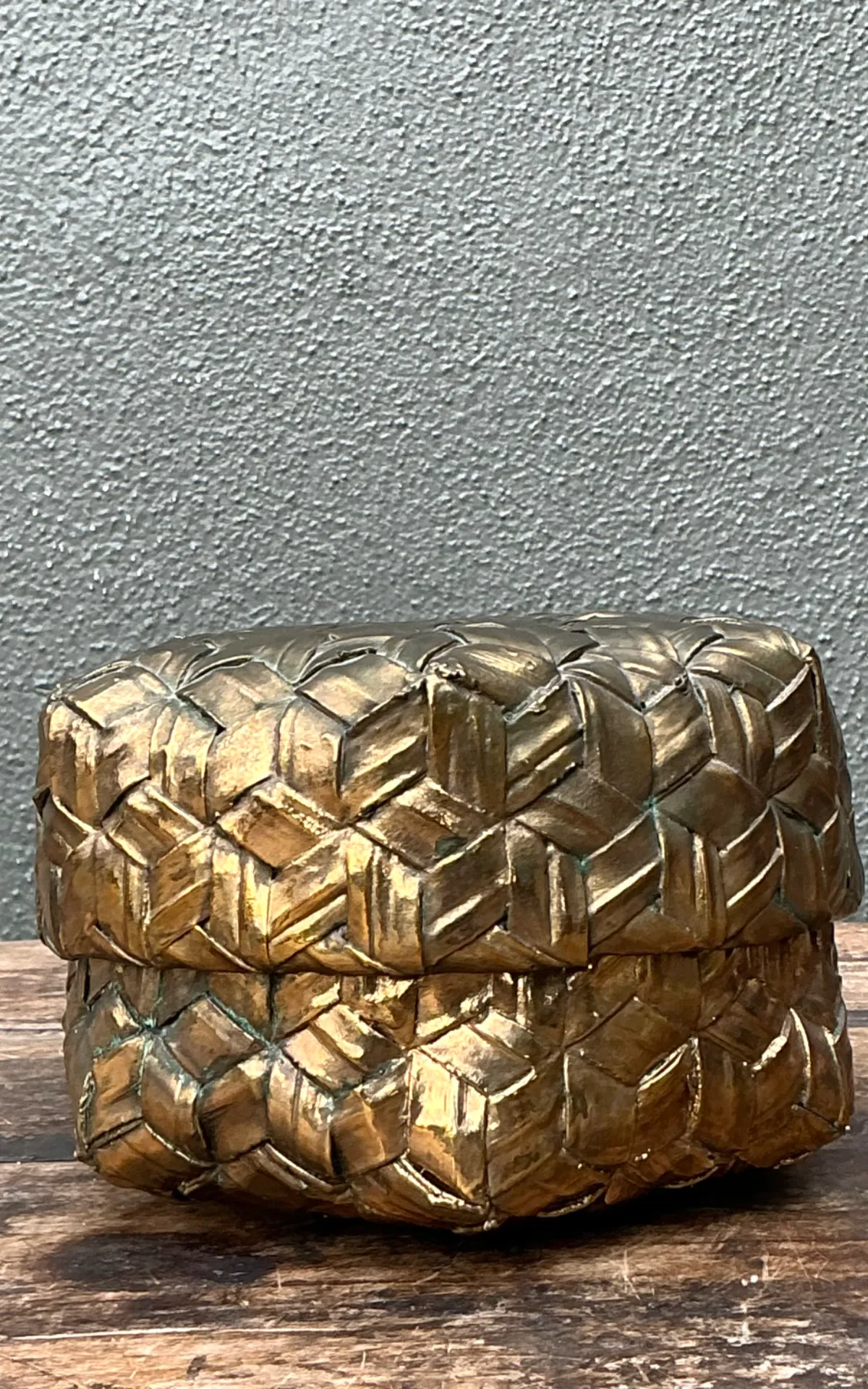 Vintage Gilded Rattan Decorative Hexagon Box — additional photo 8