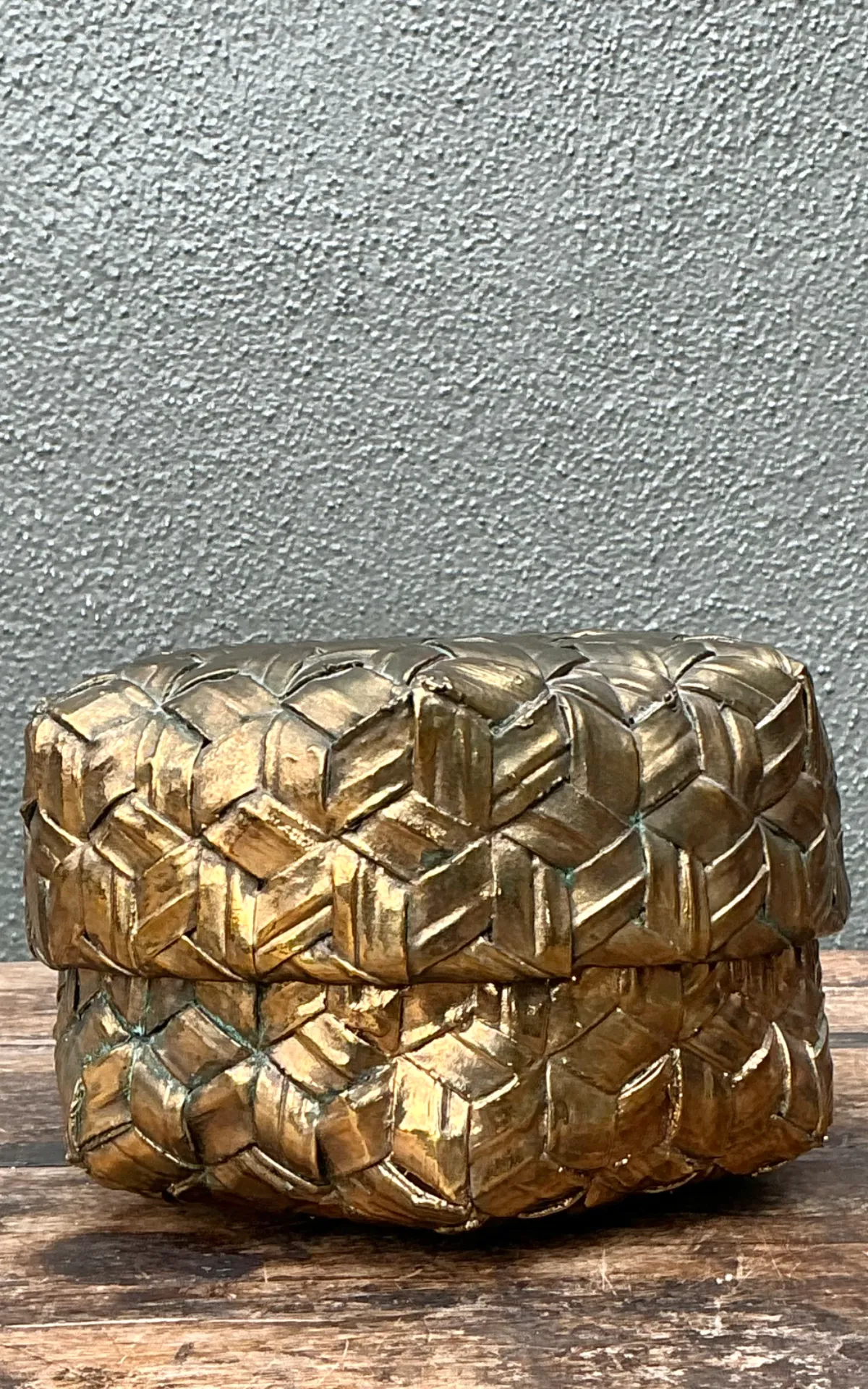 Vintage Gilded Rattan Decorative Hexagon Box — additional photo 4
