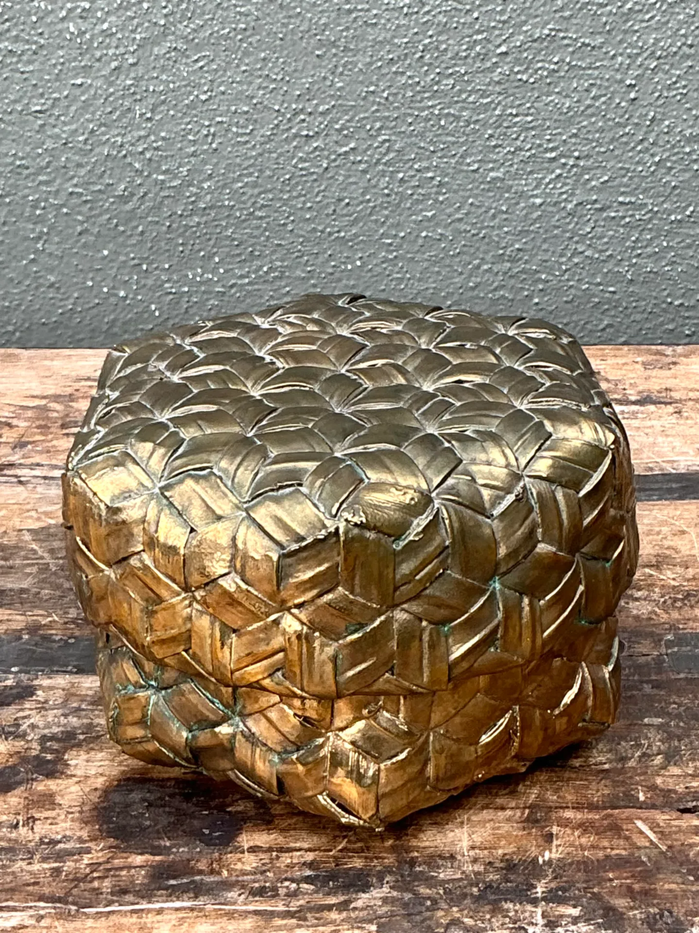Vintage Gilded Rattan Decorative Hexagon Box — additional photo 6