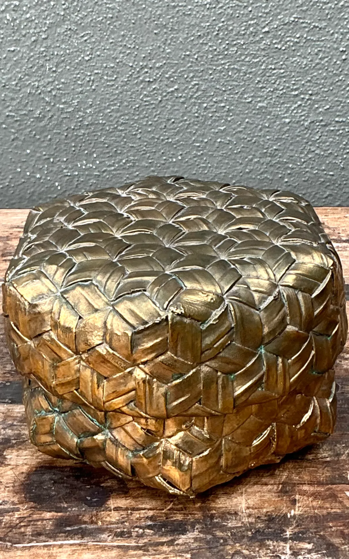 Vintage Gilded Rattan Decorative Hexagon Box — additional photo 6