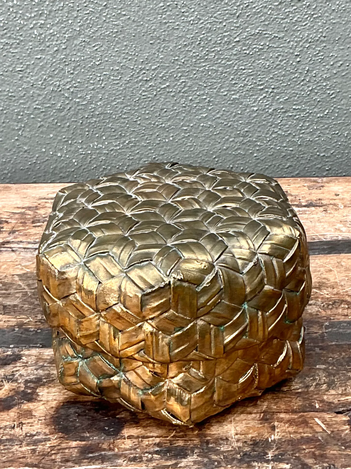 Vintage Gilded Rattan Decorative Hexagon Box — additional photo 7