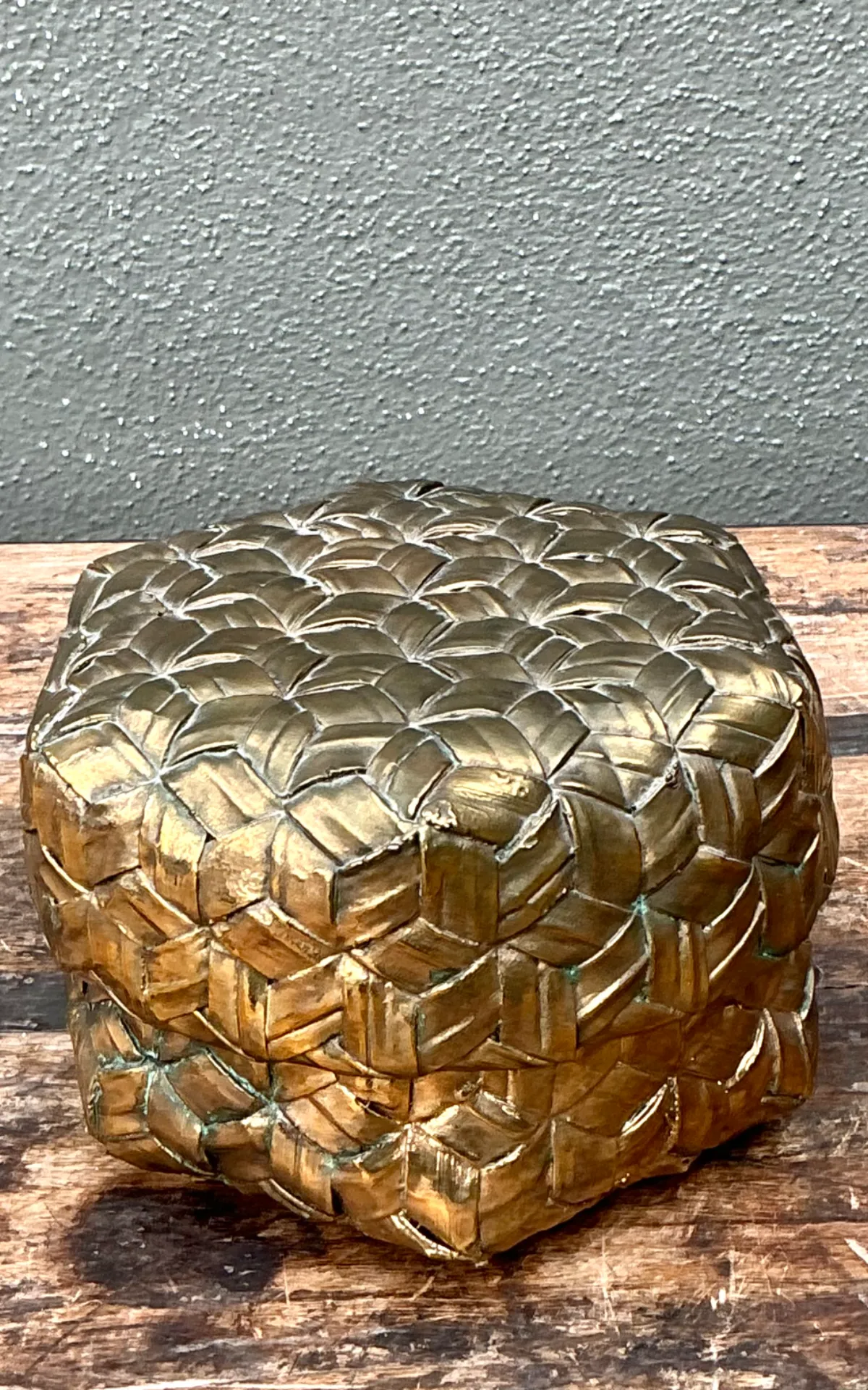 Vintage Gilded Rattan Decorative Hexagon Box — additional photo 7