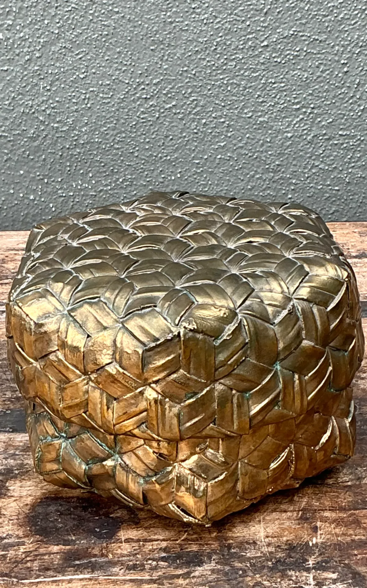 Vintage Gilded Rattan Decorative Hexagon Box — additional photo 3