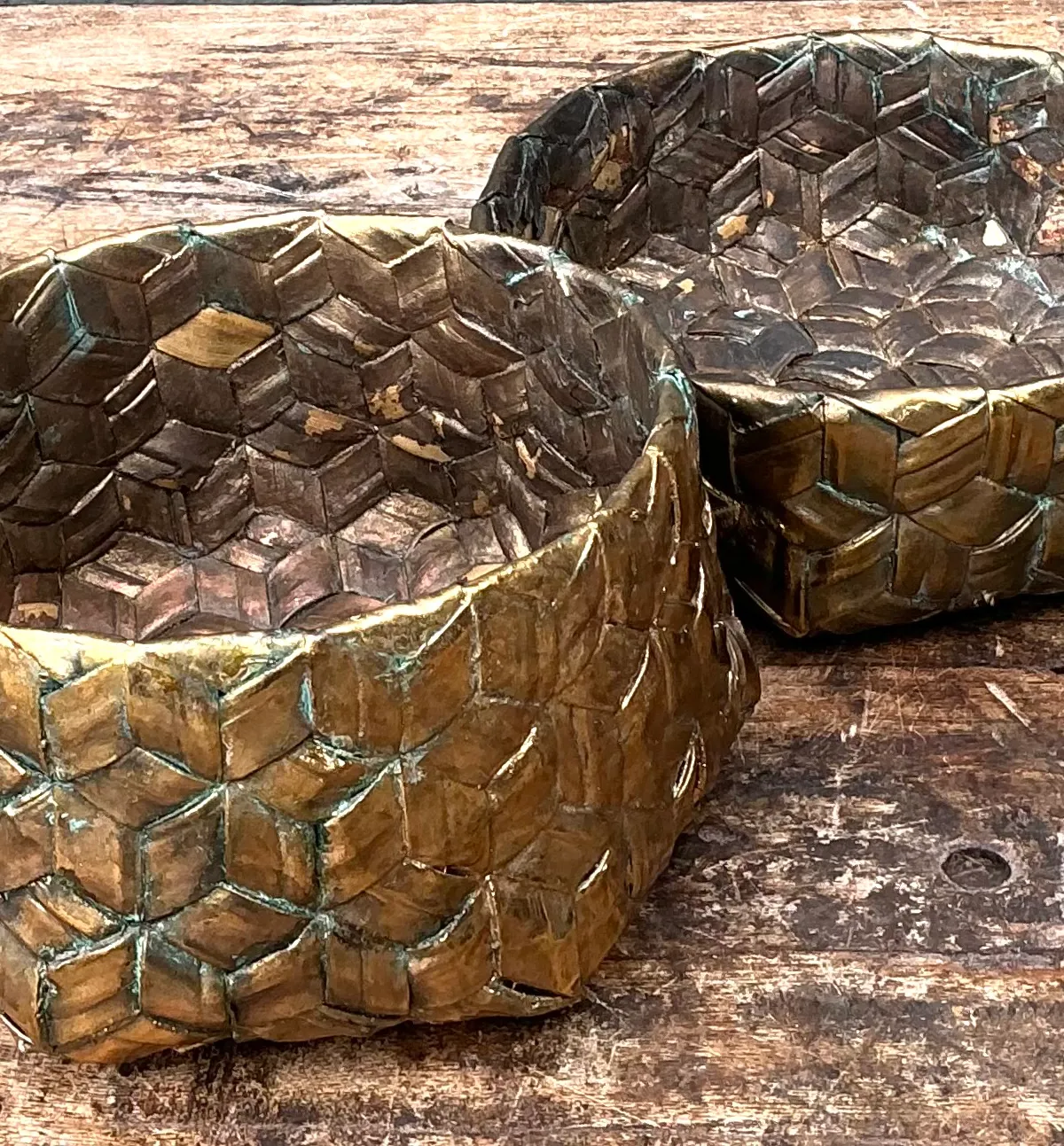Vintage Gilded Rattan Decorative Hexagon Box — additional photo 5