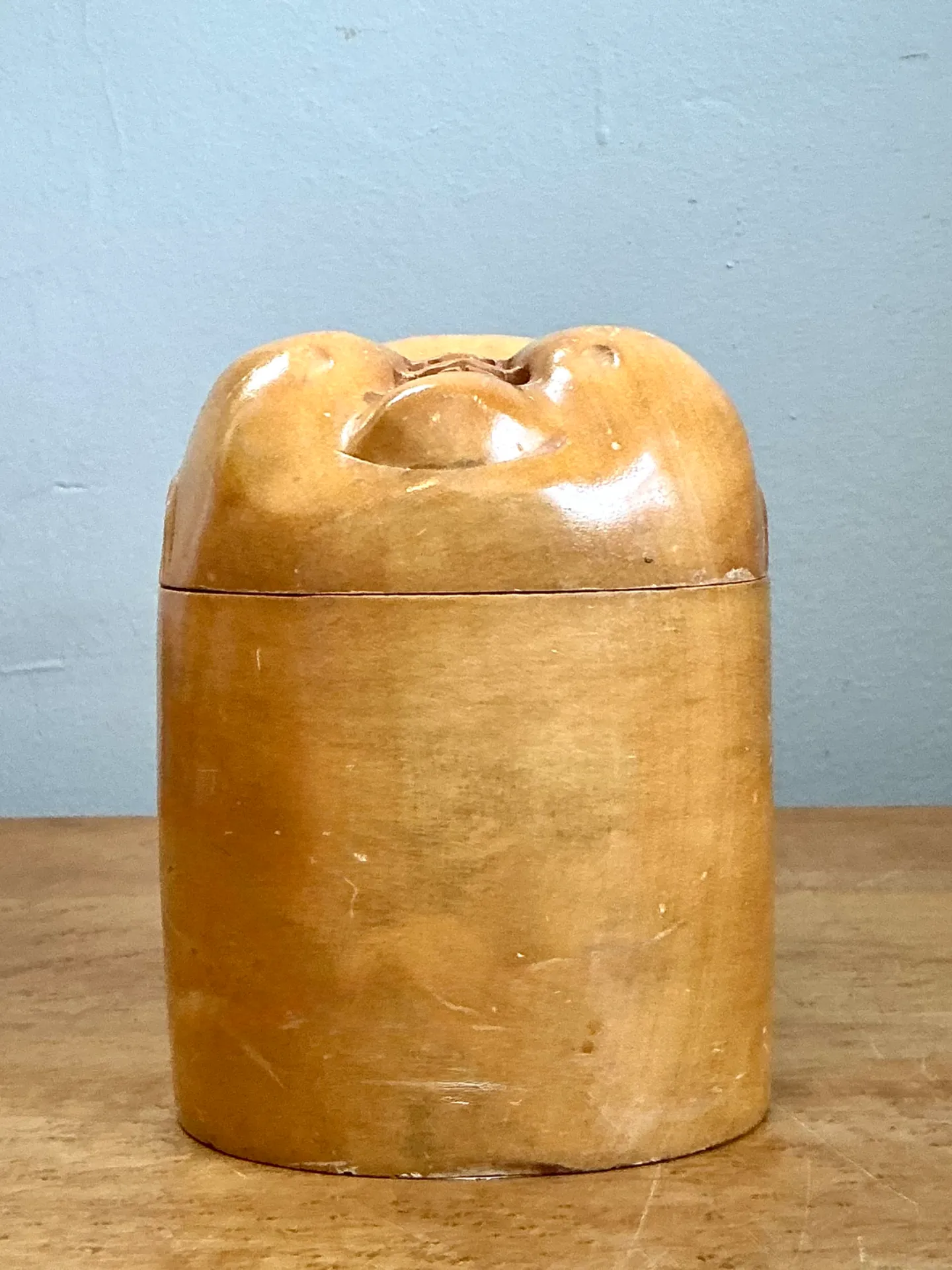 Vintage Carved Wood Smiling Face Box — additional photo 1