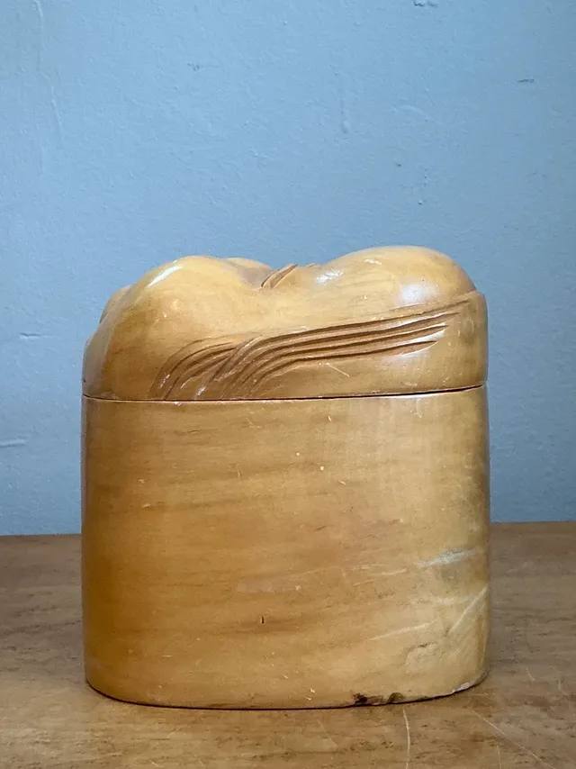 Vintage Carved Wood Smiling Face Box — additional photo 8