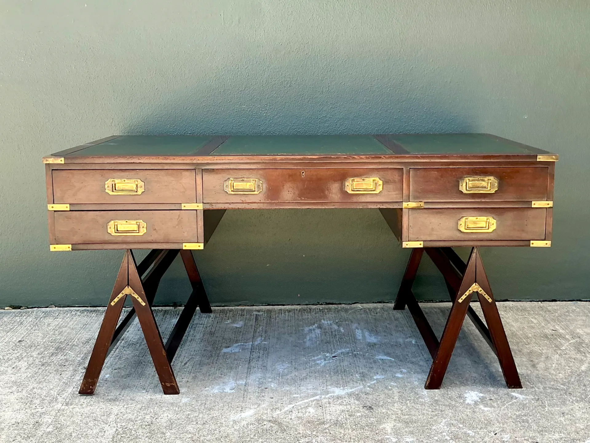 Vintage Military Campaign Wood Desk — additional photo 4