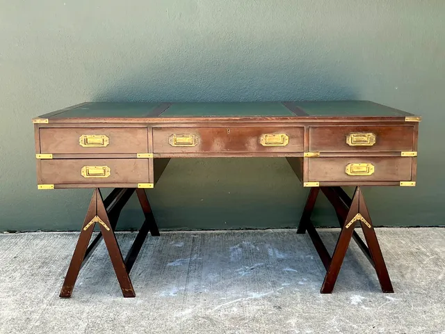 Vintage Military Campaign Wood Desk — additional photo 4