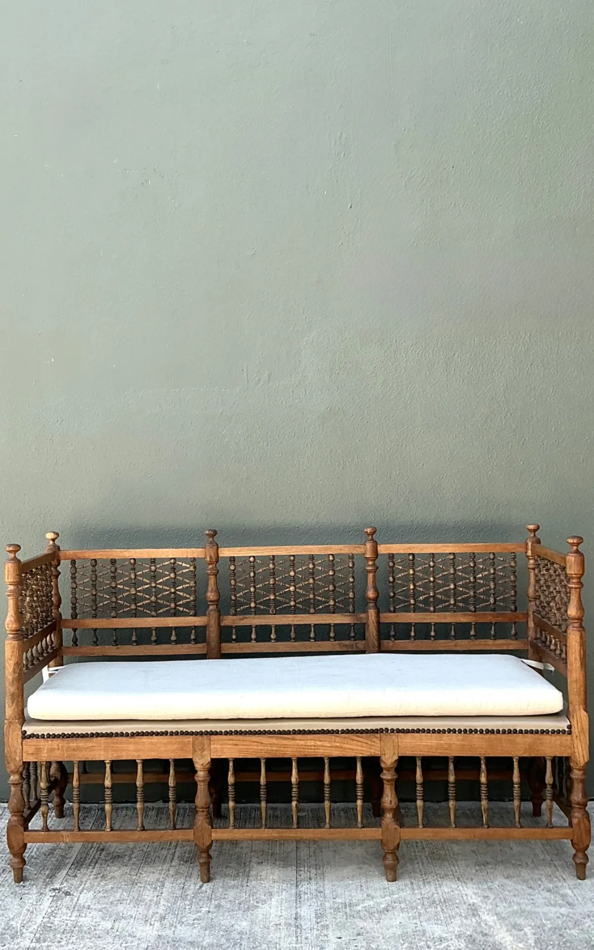 Vintage Carved Wood Spindle Bench — additional photo 7
