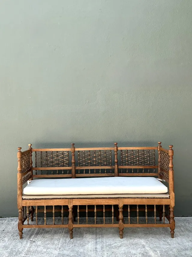 Vintage Carved Wood Spindle Bench — additional photo 7