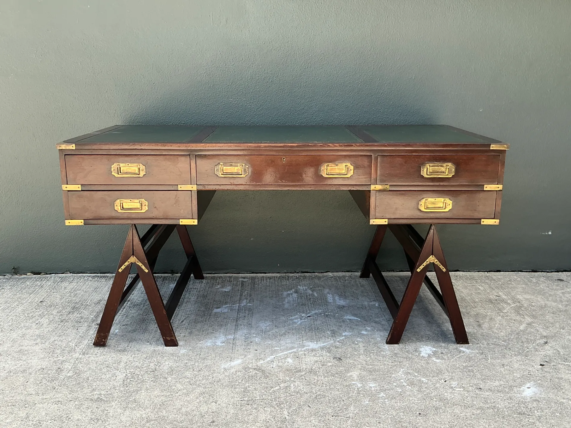 Vintage Military Campaign Wood Desk — additional photo 5