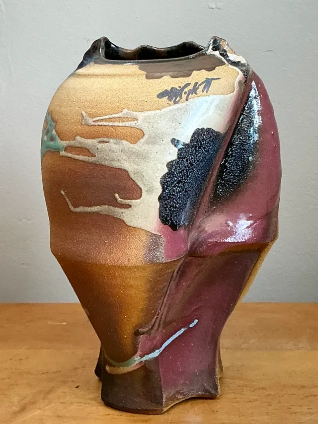Vintage Abstract Drip Glaze Ceramic Vase — additional photo 8