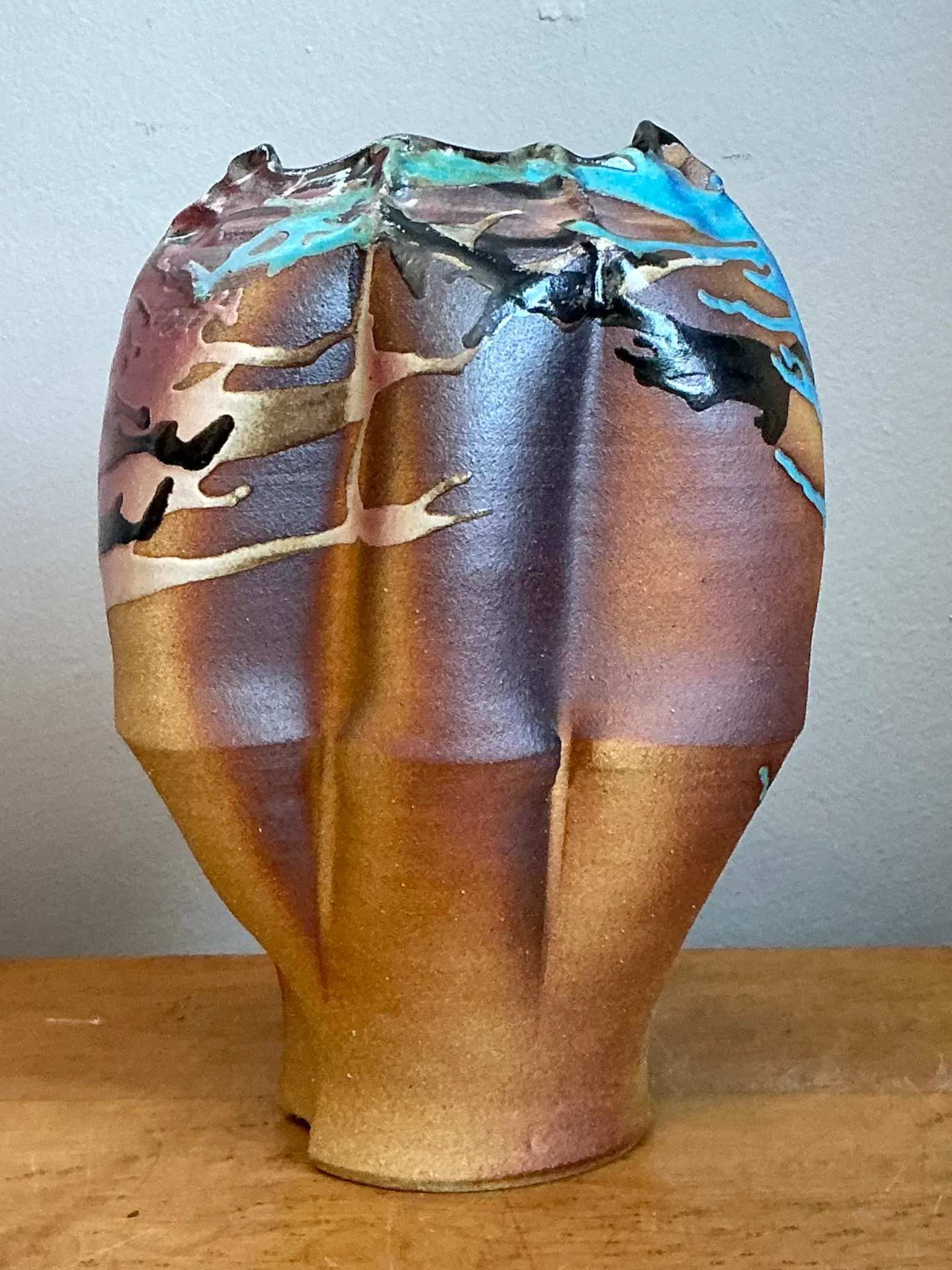 Vintage Abstract Drip Glaze Ceramic Vase — additional photo 4