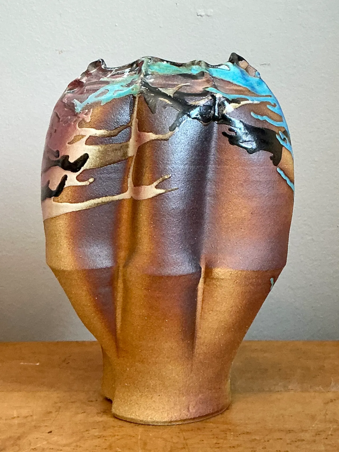 Vintage Abstract Drip Glaze Ceramic Vase — additional photo 7