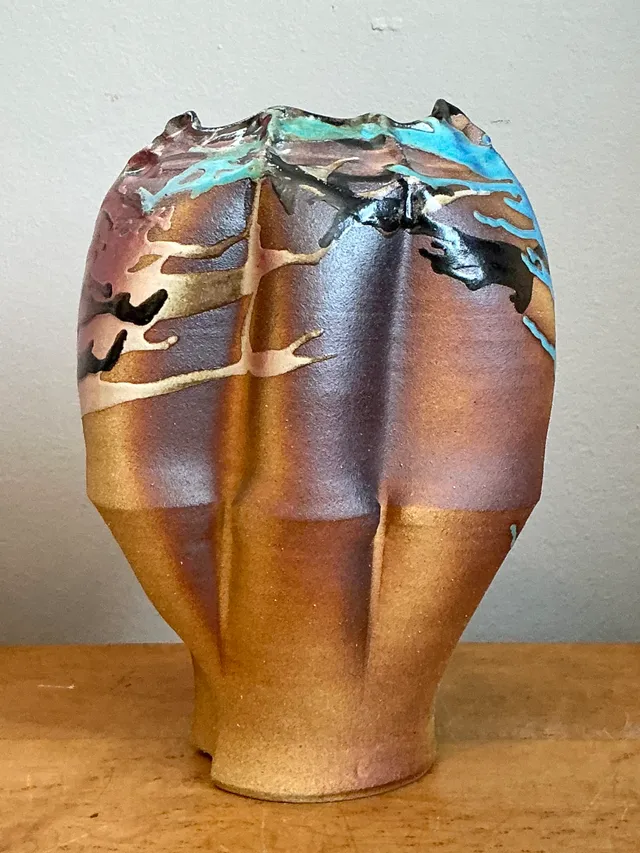 Vintage Abstract Drip Glaze Ceramic Vase — additional photo 7