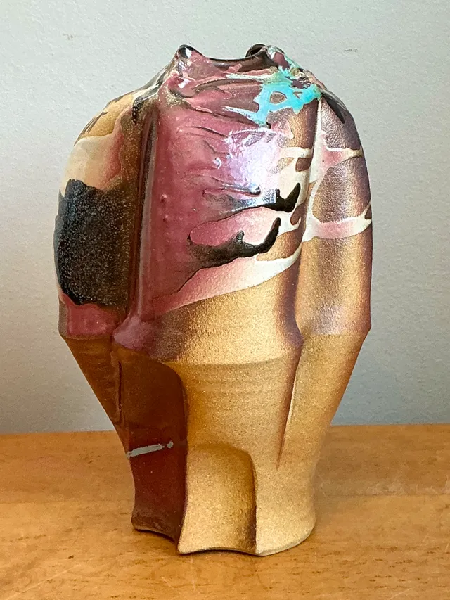 Vintage Abstract Drip Glaze Ceramic Vase — additional photo 1