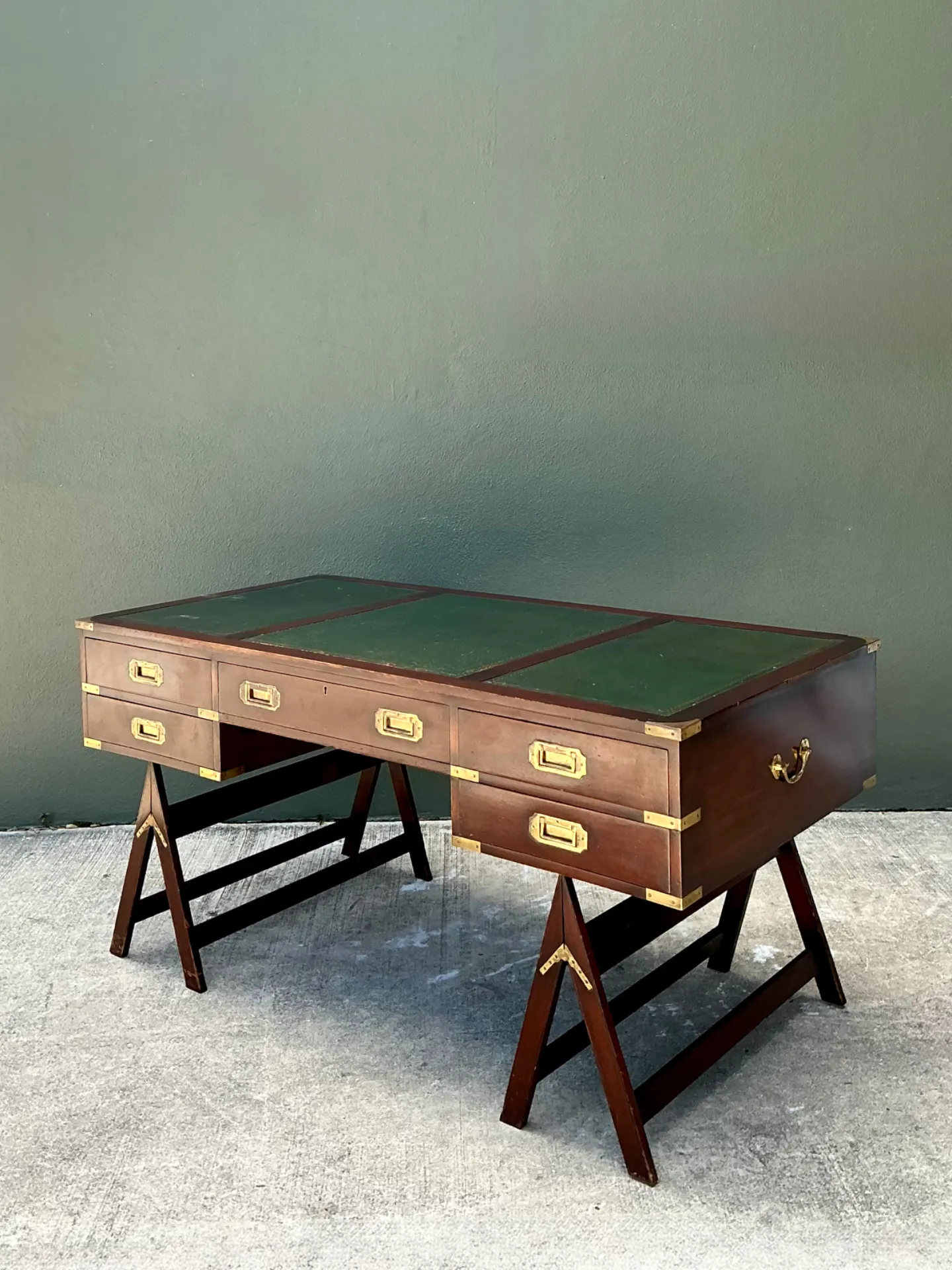 Vintage Military Campaign Wood Desk — additional photo 2