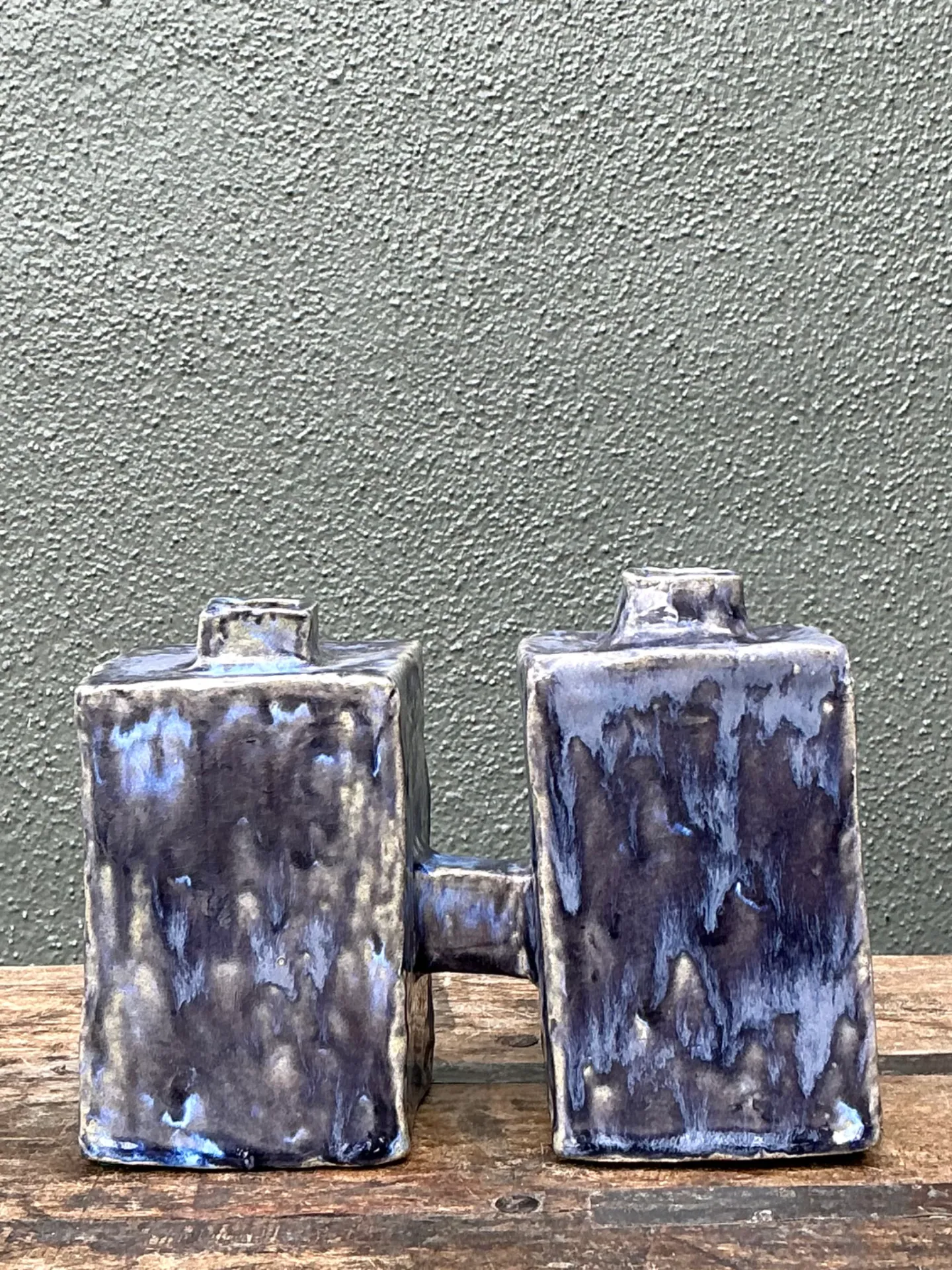 Vintage Dual Cubic Ceramic Vase — additional photo 1