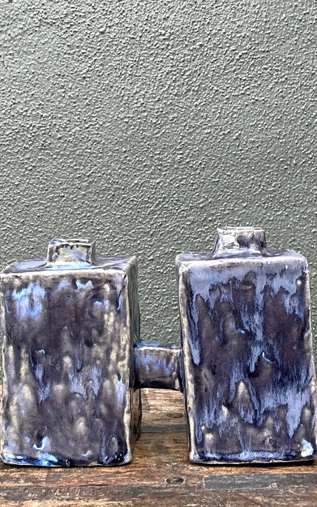Vintage Dual Cubic Ceramic Vase