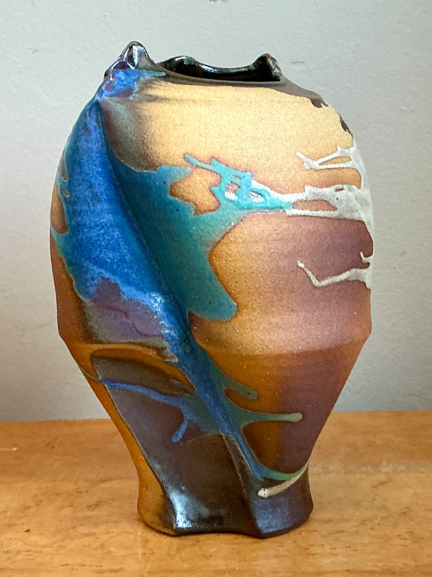 Vintage Abstract Drip Glaze Ceramic Vase — additional photo 3