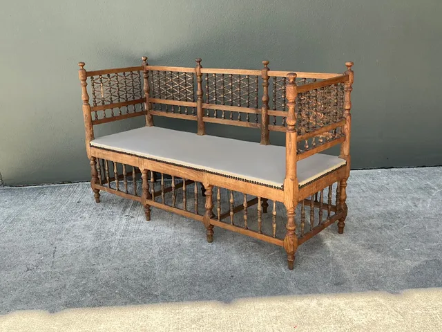 Vintage Carved Wood Spindle Bench — additional photo 6