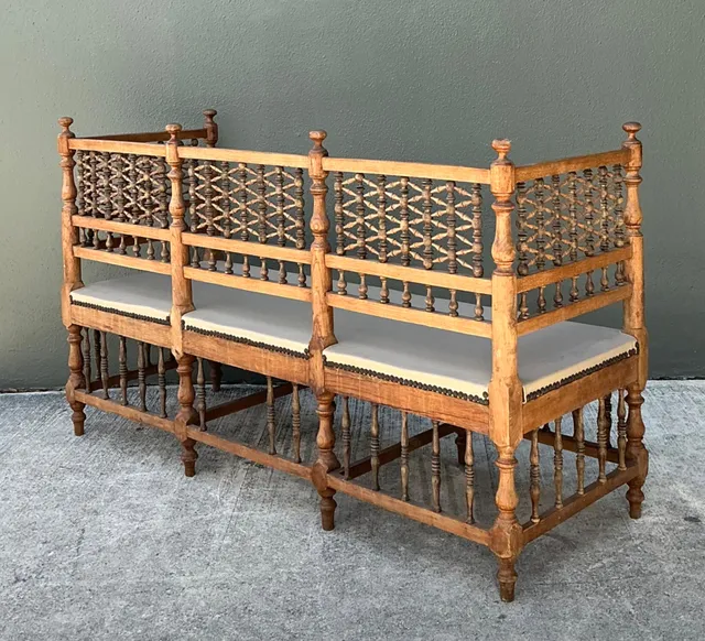 Vintage Carved Wood Spindle Bench — additional photo 8