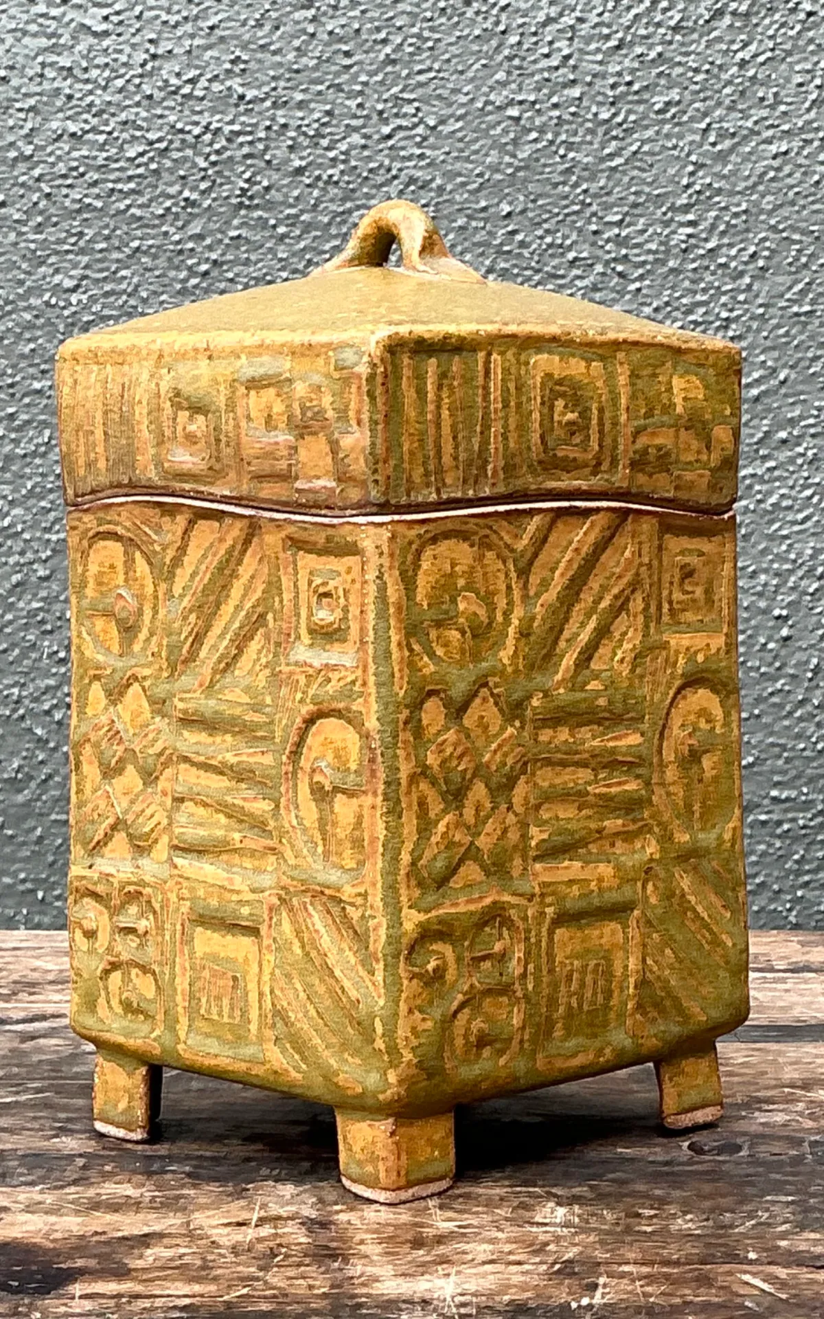 Vintage Textured Ceramic Lidded Box — additional photo 2