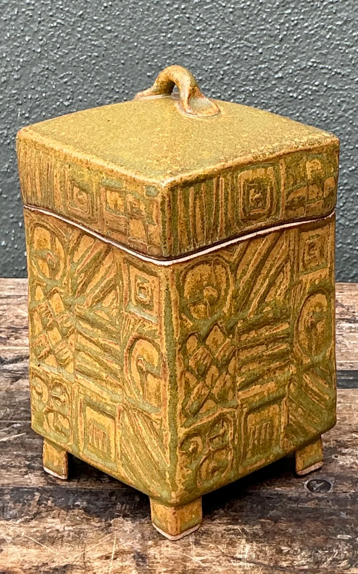 Vintage Textured Ceramic Lidded Box